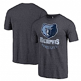 Memphis Grizzlies Heather Navy Distressed Team Logo Fanatics Branded Tri-Blend T-Shirt,baseball caps,new era cap wholesale,wholesale hats